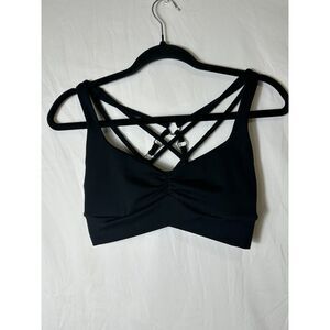 Bombshell Sportswear Angel Sports Bra with Hardware Black Size M Workout Gym